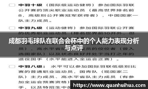 成都羽毛球队在联合会杯中的个人能力表现分析与点评