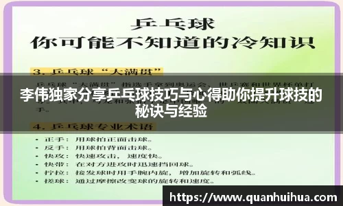 李伟独家分享乒乓球技巧与心得助你提升球技的秘诀与经验